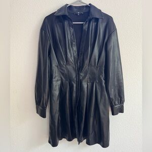7 for all mankind faux leather button up long sleeve dress